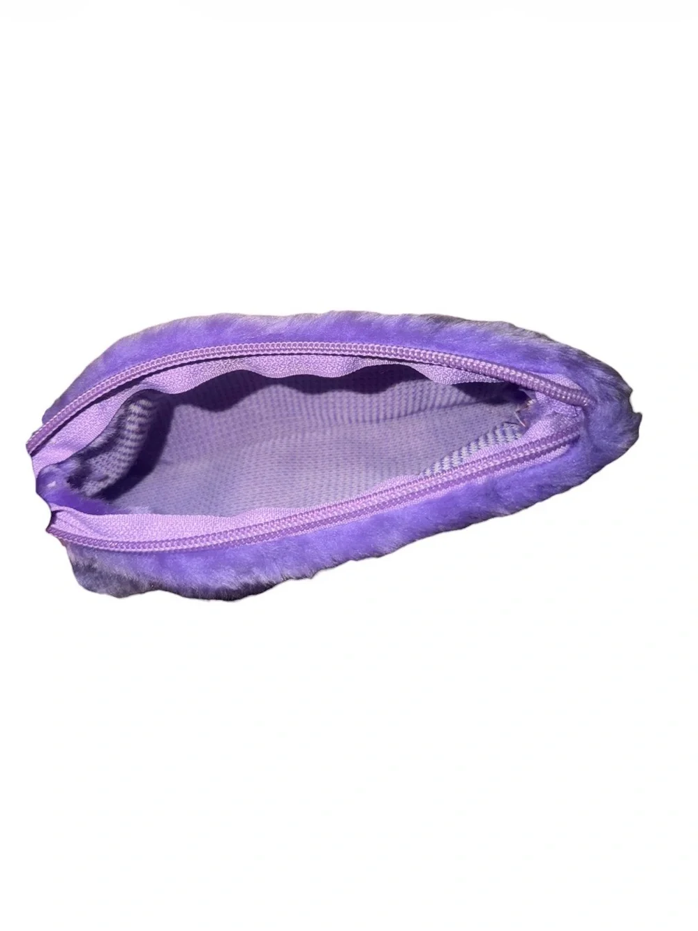 Y2K Purple Faux Fur Pencil Case/ Clutch with Pink 'Love' Patch